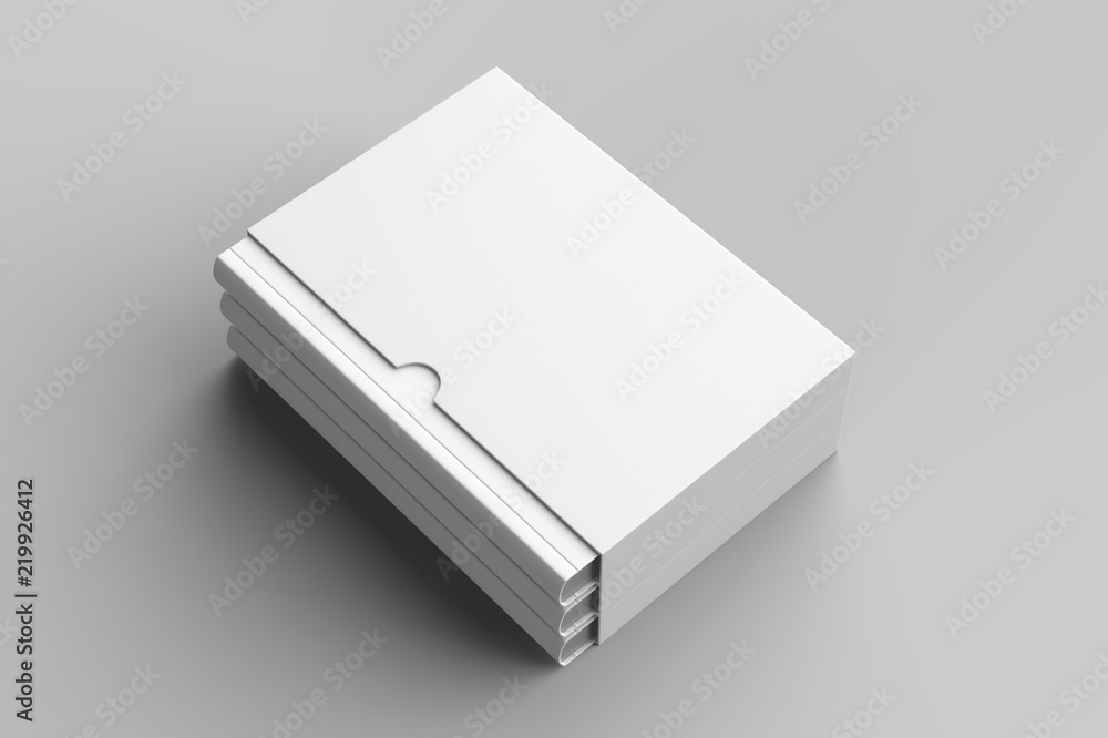Slipcase book mock up isolated on soft gray background. 3D illustration Slipcase book mock up isolated on soft gray background. 3D illustration