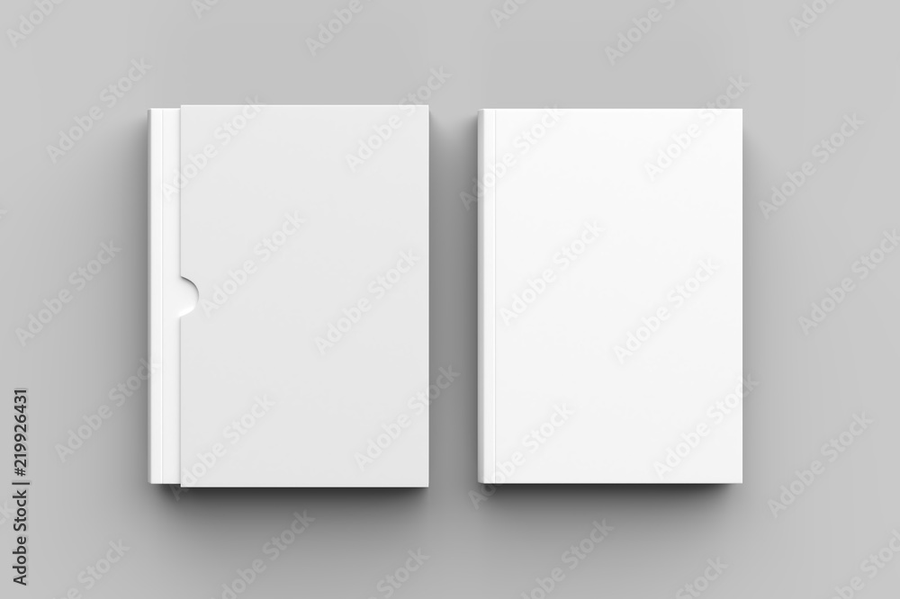 Slipcase book mock up isolated on soft gray background. 3D illustration Slipcase book mock up isolated on soft gray background. 3D illustration