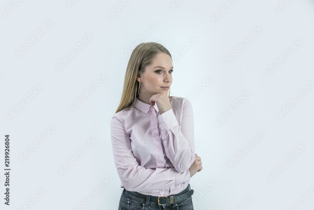 A young girl is absorbed in thought. Her make-up is gorgeous. A young girl is absorbed in thought. Her make-up is gorgeous.