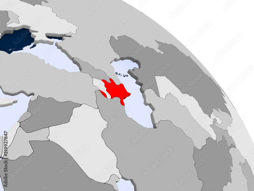 Fototapeta premium Azerbaijan in red on map