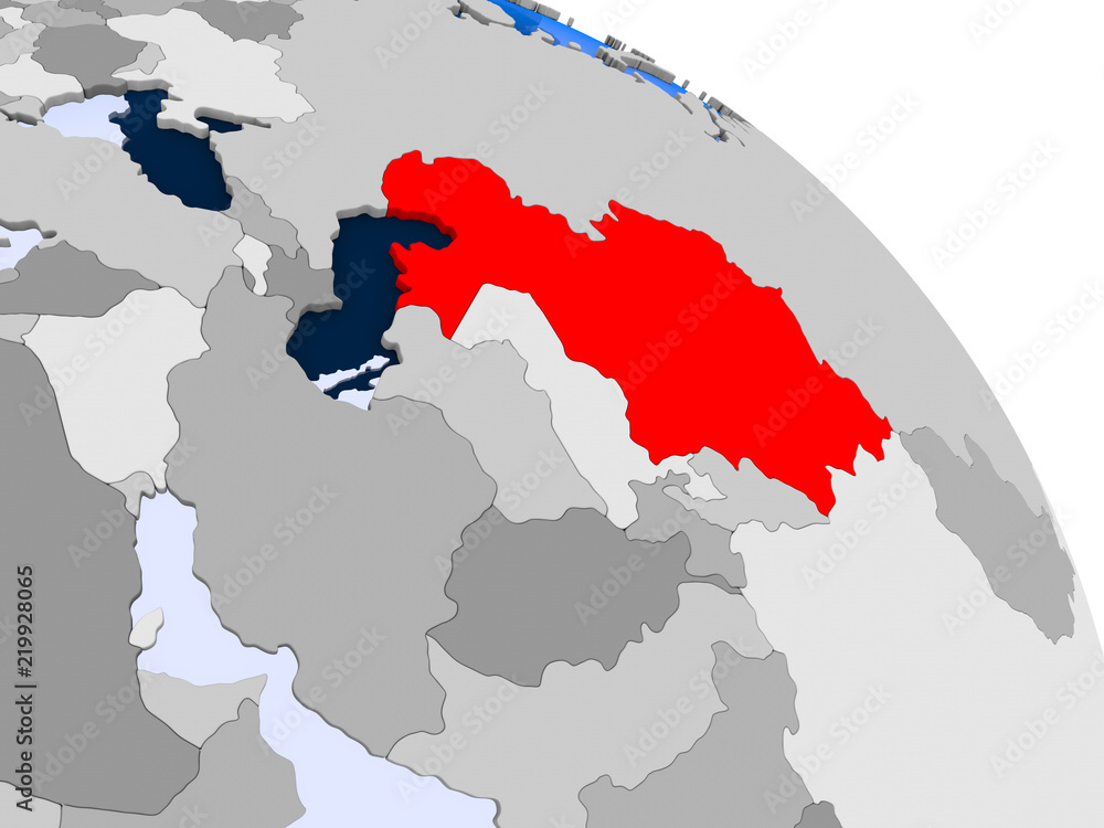 Kazakhstan in red on map