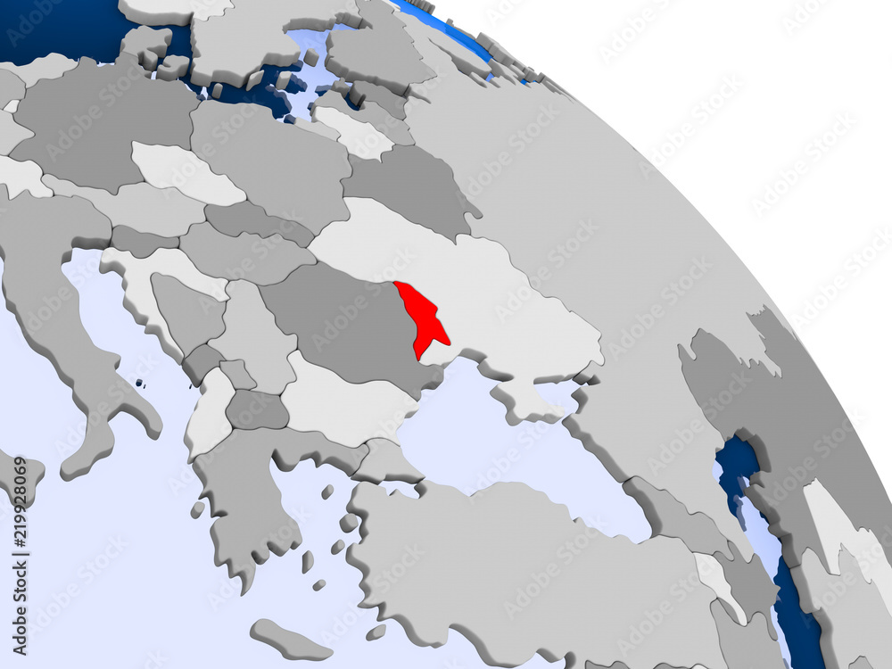 Fototapeta premium Moldova in red on map