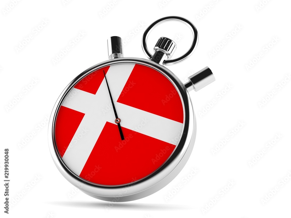 Obraz premium Stopwatch with danish flag
