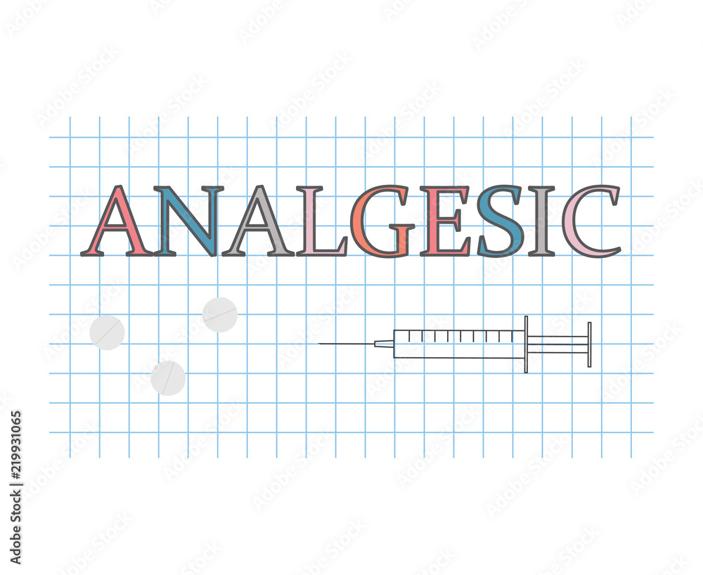 analgesic word on checkered paper sheet- vector illustration