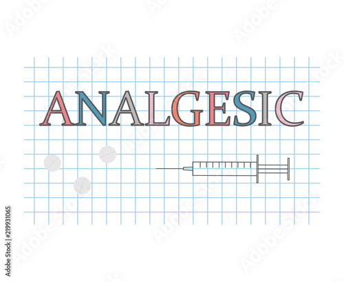 analgesic word on checkered paper sheet- vector illustration