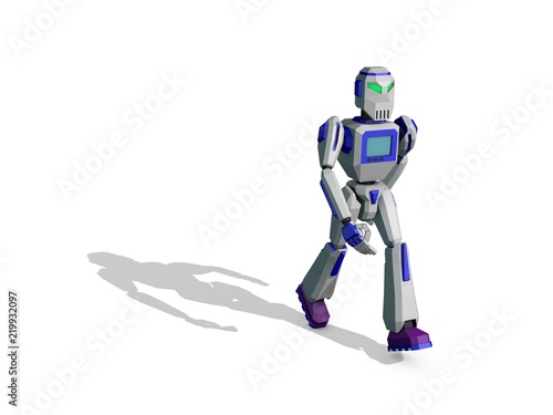 Robot character walking. 3D...