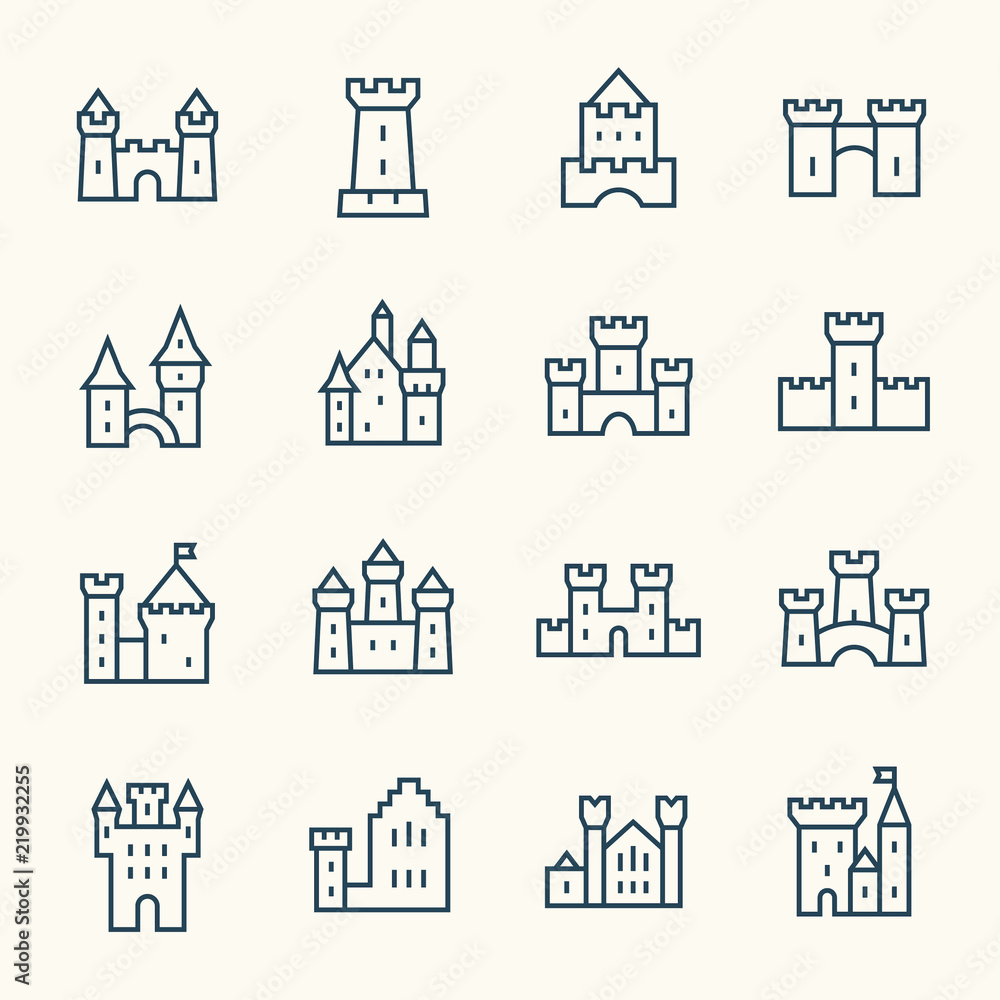 Castle line icons
