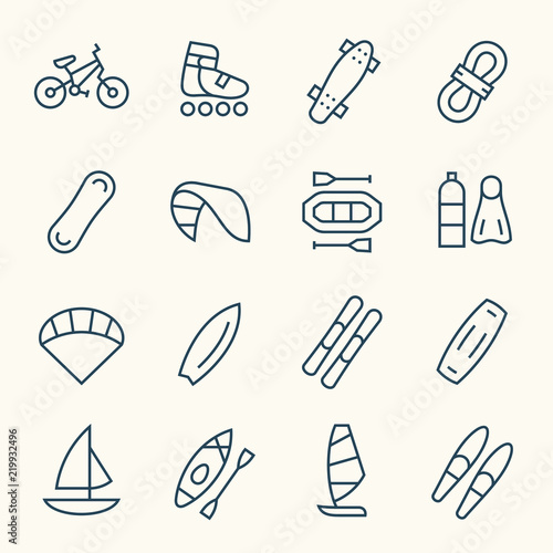 Extreme sports line icons