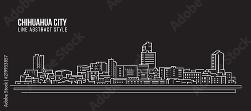 Cityscape Building Line art Vector Illustration design - Chihuahua city