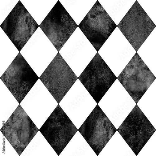 Bild auf Leinwand Black and white argyle seamless pattern background