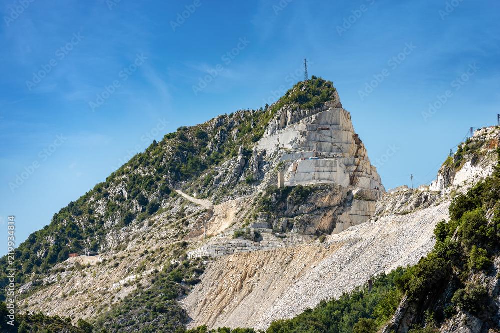 Apuan Alps (Alpi Apuane) with the marble quarries. Tuscany, Italy, Europe  