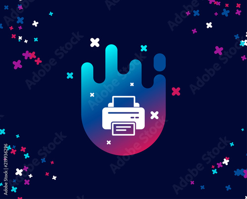Printer icon. Printout Electronic Device sign. Office equipment symbol. Cool banner with icon. Abstract shape with gradient. Vector