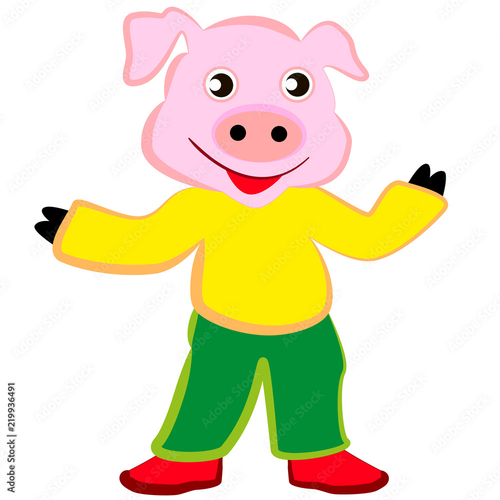 Cute cartoon pig isolated on a white background. The symbol of the upcoming new year. Cute cartoon pig isolated on a white background. The symbol of the upcoming new year.