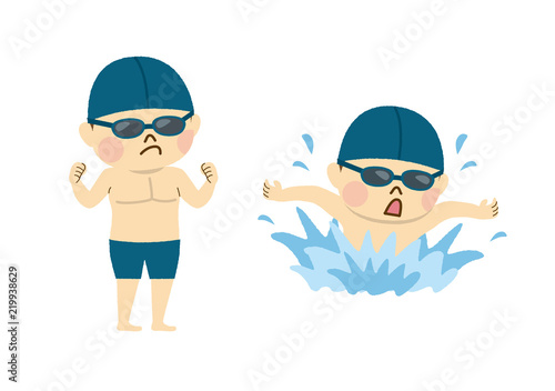 水泳をする男性