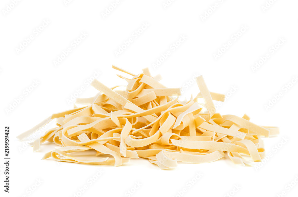 Dry raw uncooked noodles isolated on white background Dry raw uncooked noodles isolated on white background