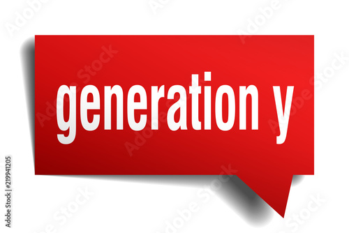 generation y red 3d speech bubble