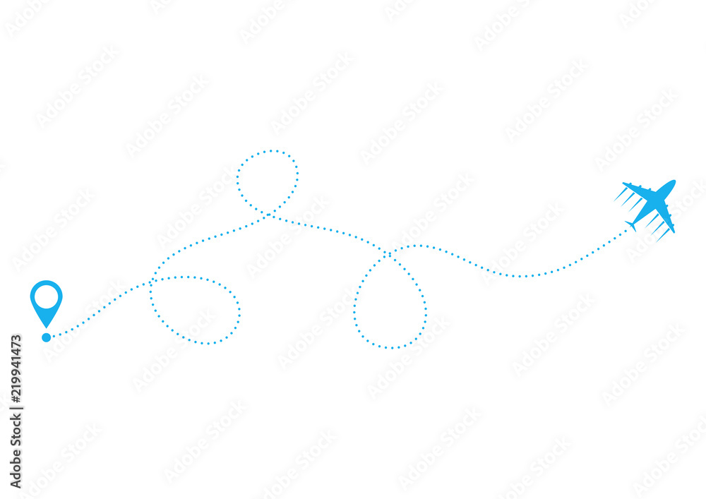 Business plane concept and its track on sky background. Vector illustration Business plane concept and its track on sky background. Vector illustration