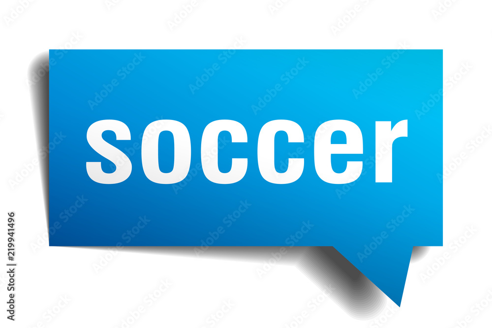 soccer blue 3d speech bubble