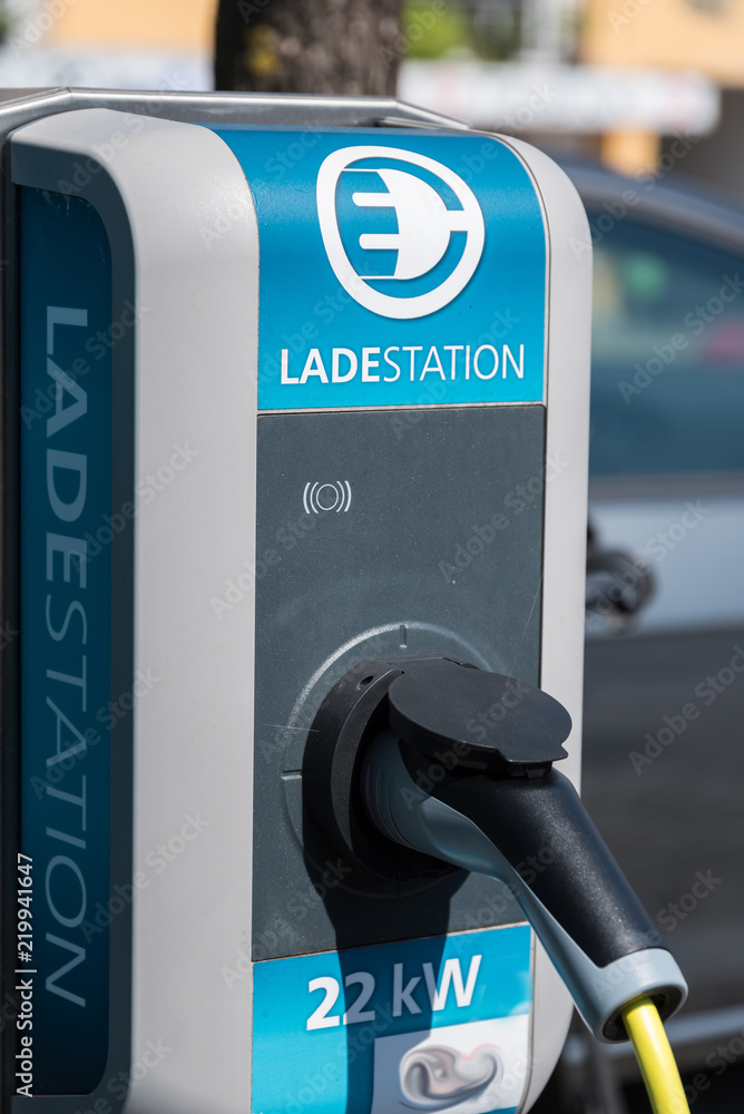 Charging station for electric cars - close-up