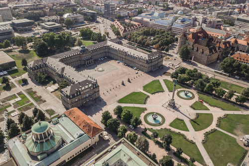 Aerial view of Schlossplatz. Palace square in Stuttgart