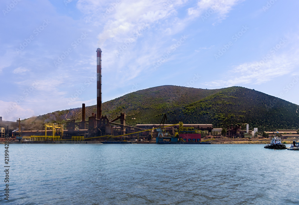 Factory next to the sea