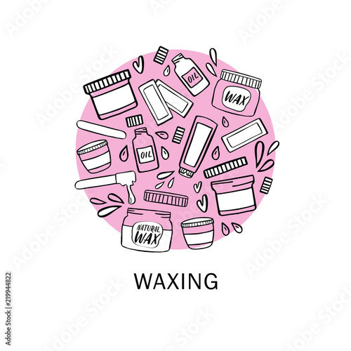 Hair removal hand drawn illustration. Waxing doodles