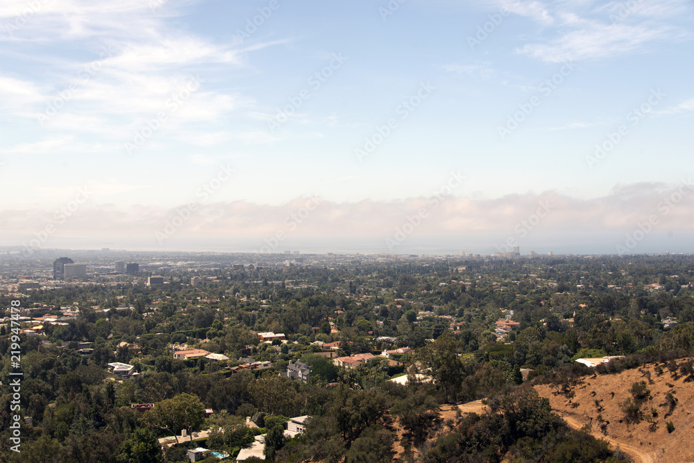 A view of Los Angeles cityscape from Getty museum in summer time