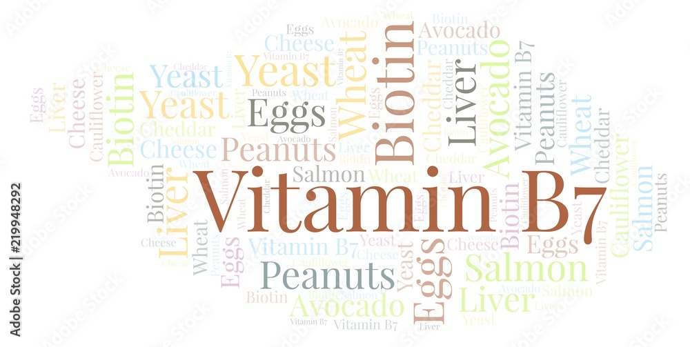 Obraz premium Vitamin B7 word cloud.