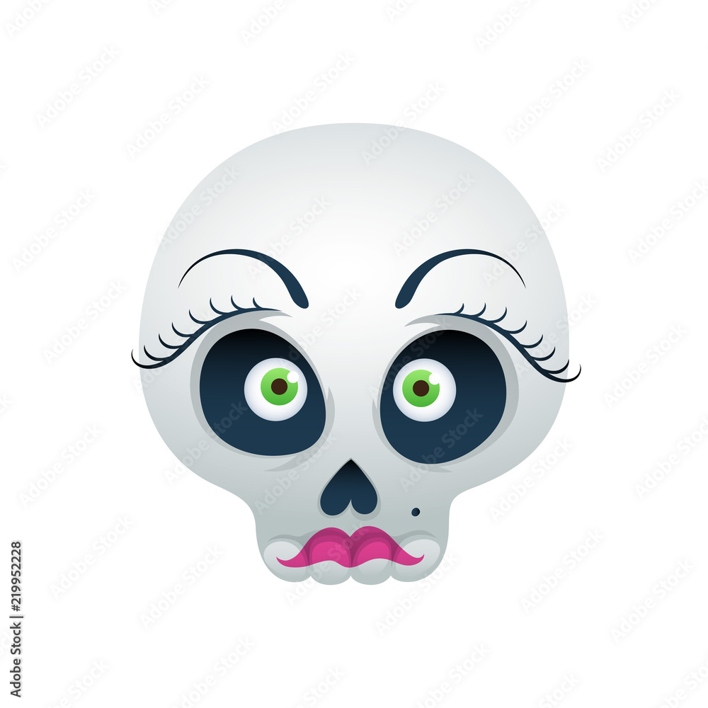 Naklejka premium Funny skull vector illustration - beautiful lady.