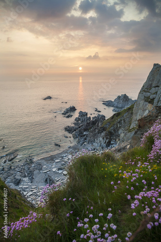 Rockham Bay at sunset, Mortehoe, Devon photo