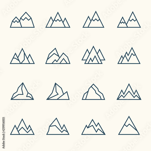 Mountains line icons