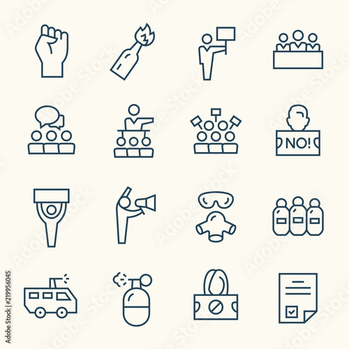 Protest line icons