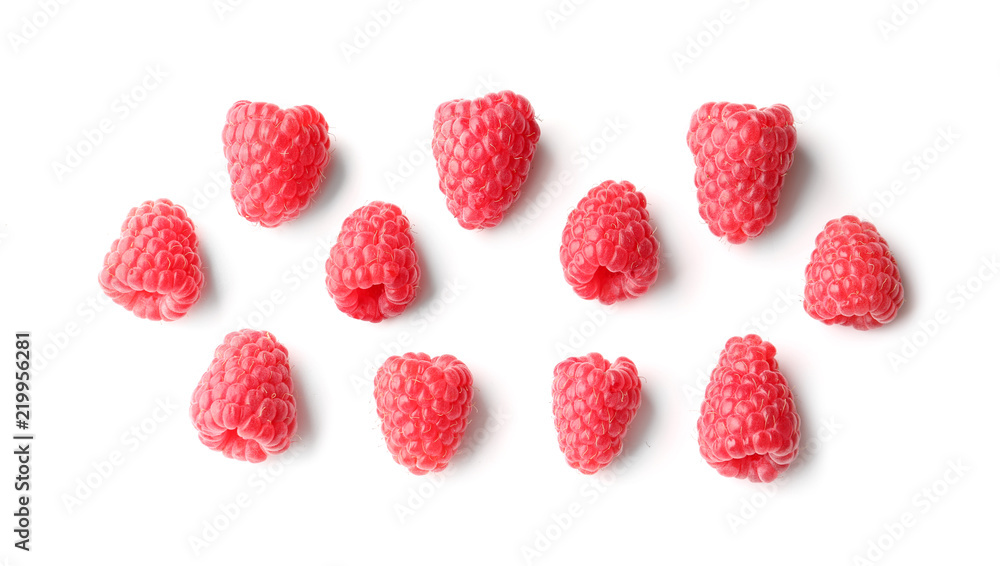 Delicious fresh ripe raspberries on white background Delicious fresh ripe raspberries on white background