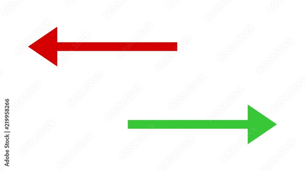 red and green arrows directed against each other. Right and bad choice. Bussiness concept. 4K 29.97fps red and green arrows directed against each other. Right and bad choice. Bussiness concept. 4K 29.97fps