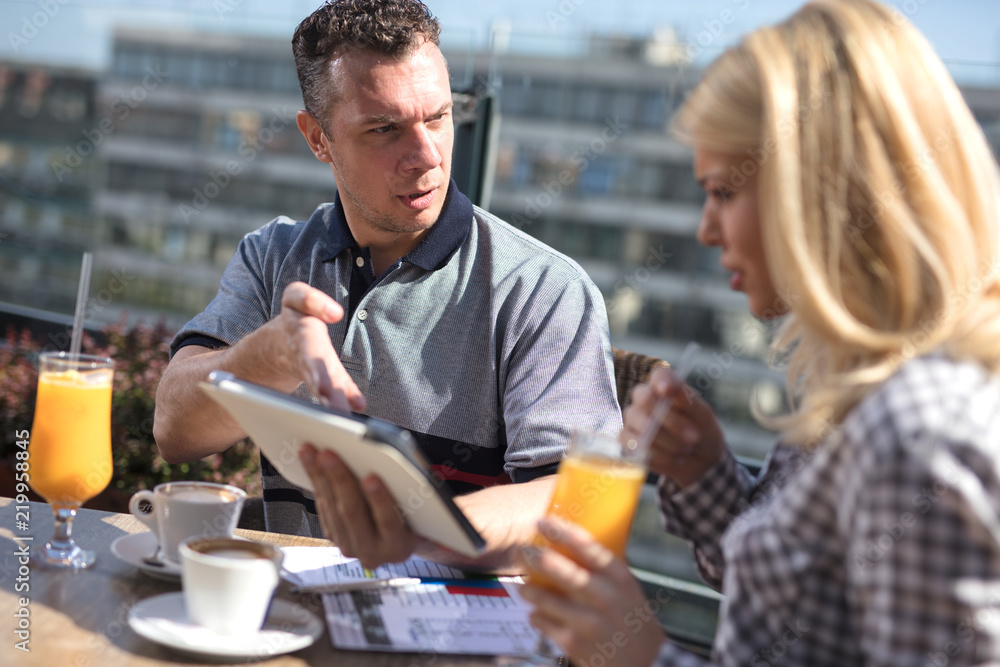 portrait of stressed business colleagues at coffee table portrait of stressed business colleagues at coffee table