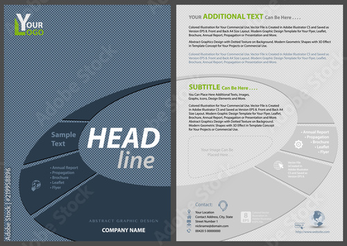 Elegant Flyer Template with Elliptical Banner - Geometric Shapes on Dotted Backgrounds, Vector Illustration