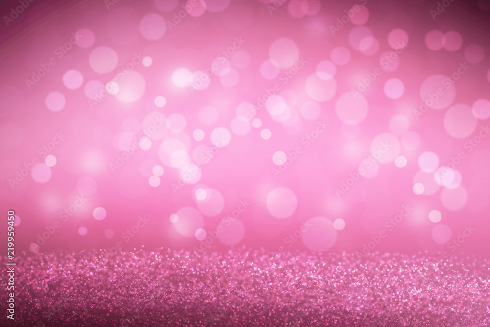 Pink Bokeh abstract light background and on the floor for romance or Valentine day wallpaper with copy space add text.