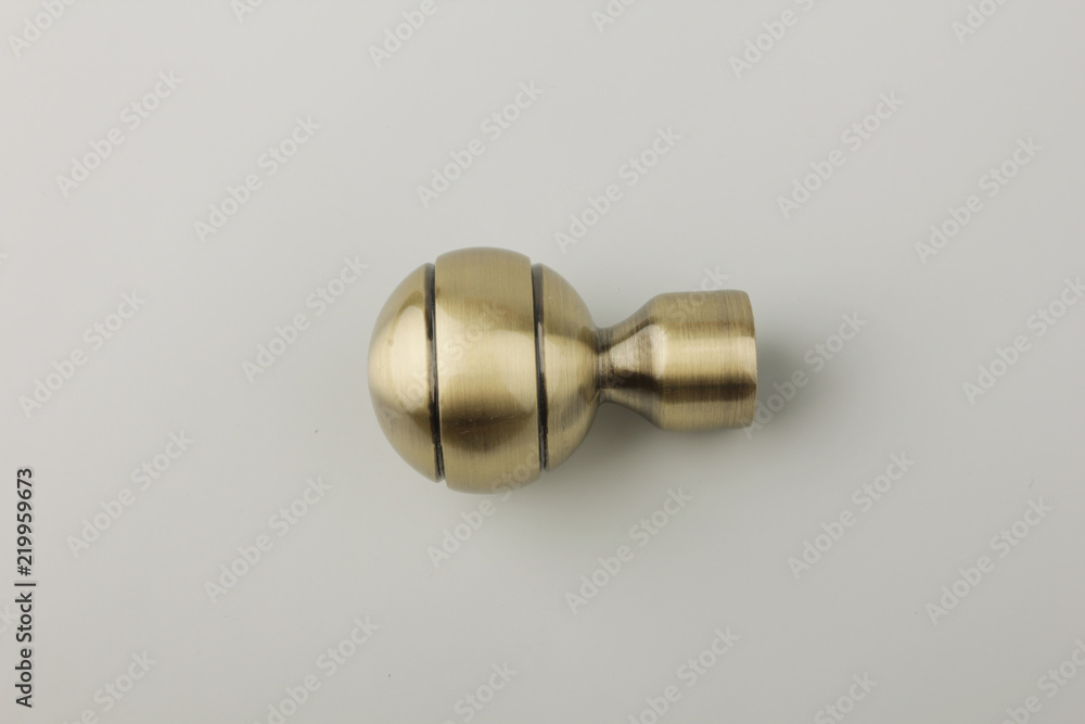 Tips for curtain poles on a white background. Ending for curtain eaves. Finials for curtain cornices.
