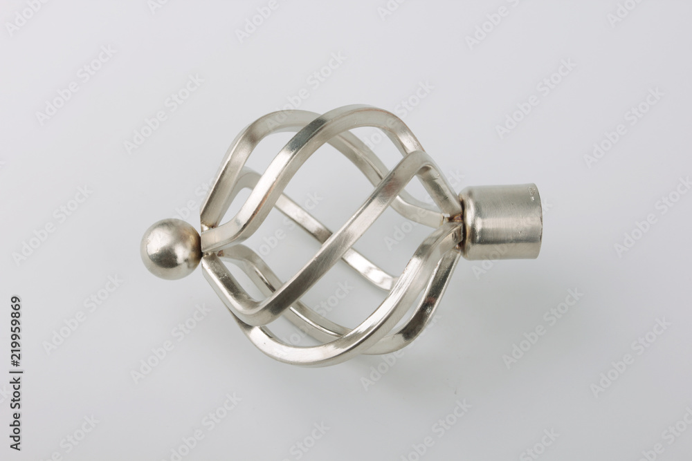 Tips for curtain poles on a white background. Ending for curtain eaves. Finials for curtain cornices.