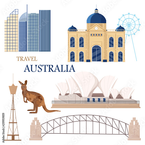 Australia set collection architecture and symbols Vector