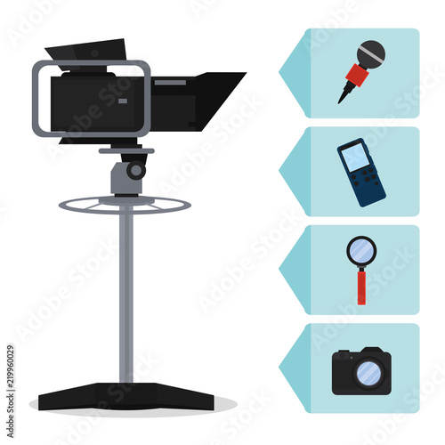 Set of journalism devices icons