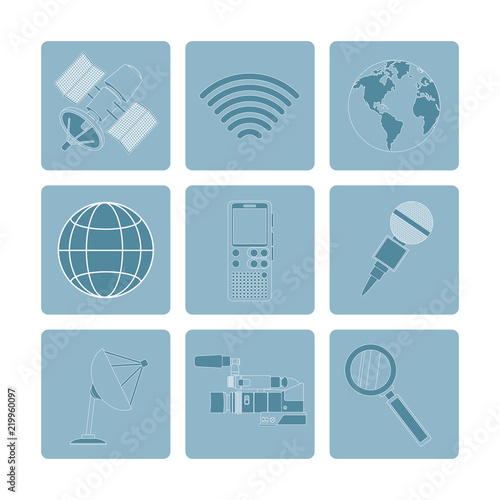 Set of journalism devices icons