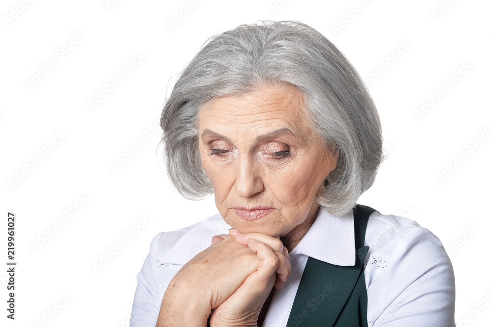 Close-up portrait of a serious senior woman Close-up portrait of a serious senior woman