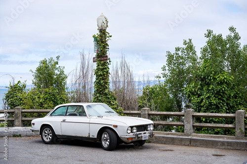 SAN FRANCISCO, CALIFORNIA, USA - MAY 15, 2018: Vintage car in an open city parking lot