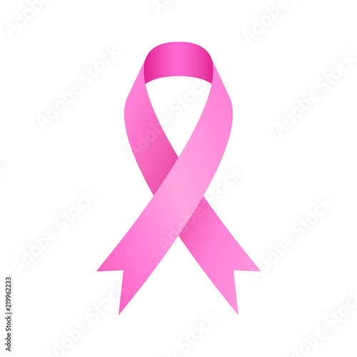 Pink ribbon breast cancer awareness symbol.