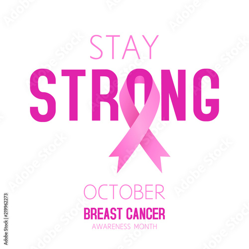 Pink ribbon breast cancer awareness symbol banner poster card.