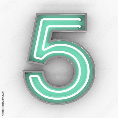 neon sign number 5 3d render