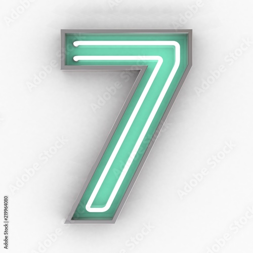 neon sign number 7 3d render