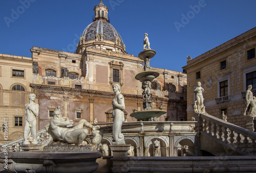 Fountain of shame on Piazza Pretoria, Palermo, Italy