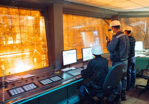 Canvas-taulu Control panel. Plant for the production of steel.